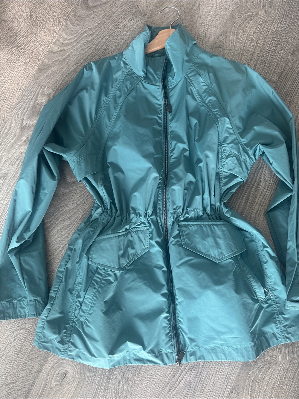 Athleta Teal Utility Jacket with Drawstring Waist